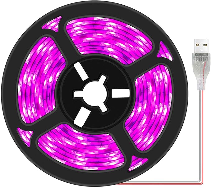 Plant Grow Light Strip 2835 SMD IP66 Waterproof Full Spectrum LED Light for Indoor Plants, Greenhouse, Aquarium, Garden, Flowers & Veg - USB Interface