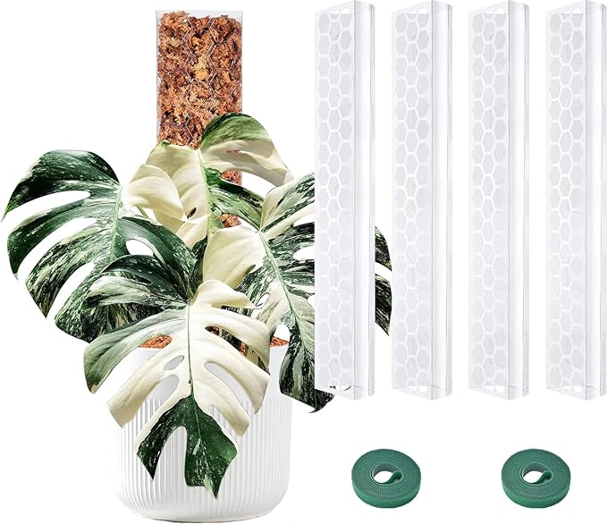 4 Pack Stackable Plastic Moss Poles for Indoor Climbing Plants -Plant Support Stakes for Monstera, Pothos & Philodendron - Indoor Garden Poles for Vertical Growth & Moss Wrapping