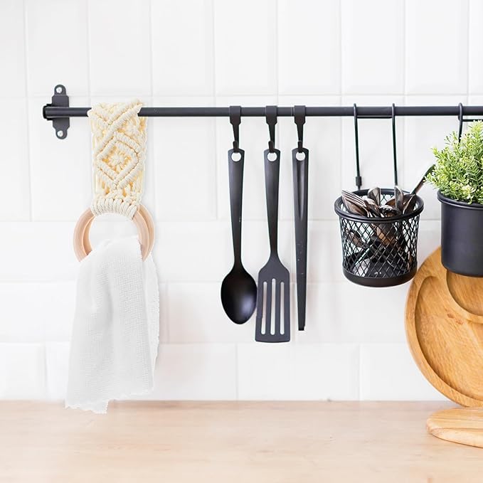 4 Pcs Kitchen Dish Towel Holder, Handmade Crochet Hanging Kitchen Towels Ring Decorative Boho Dish Towel Holder for Bathroom House Oven Washbasin, Birthday Housewarming Gift