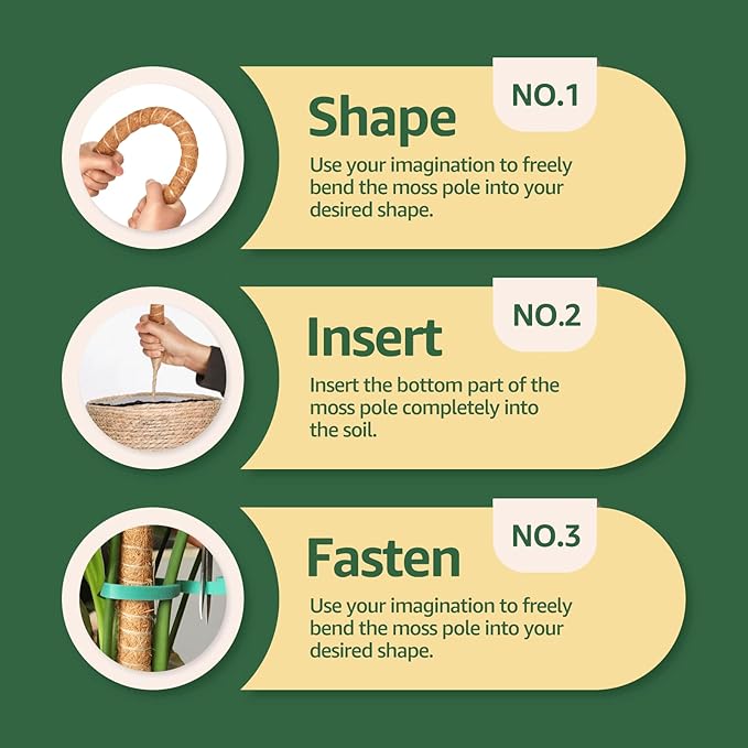 Bendable & Sturdy Moss Pole Monstera Plant Support, 48in Moss Sticks for Indoor Plants Climbing, Adjustable Coco Coir Pole for Pothos, Philodendron, Fishbone Cactus