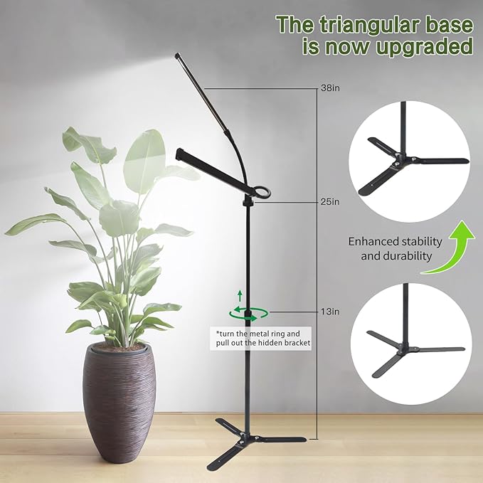 2025 Professional Grow Lights for Indoor Plants Growing, 126 LEDs 6000K Full Spectrum Plant Grow Lights Indoor, Height Adjustable (13-38''), 3 Spectrum Modes + 10 Dimming with 4/8/12/18H Timer