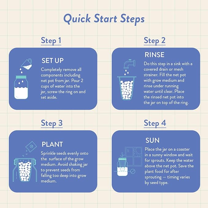 Modern Sprout Mason Garden Jar - Self-Watering Hydroponics Growing System Kit with Organic Herb Seeds - Jar Planter for Indoor Herb Garden - Seed Starter Kit - Home Decor & Gifting - Lavender