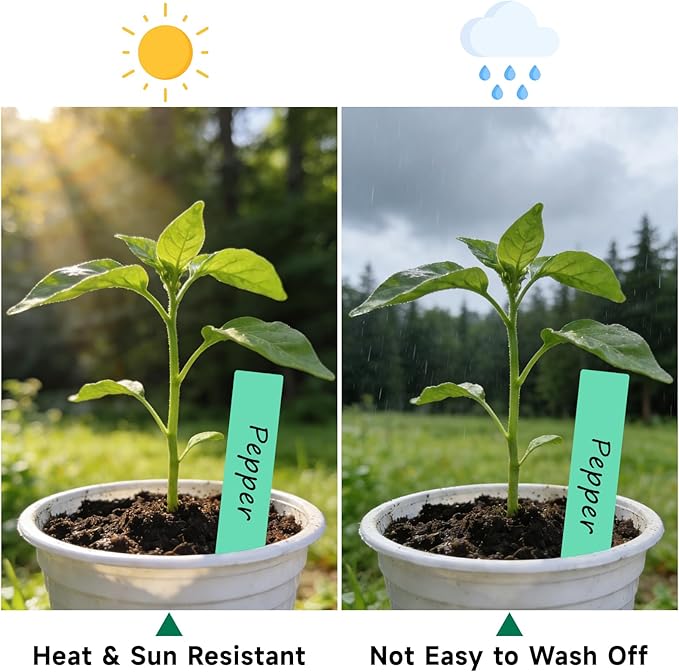 KINGLAKE Plant Labels 4 Inch - 300 Pcs Plastic Plant Tags Nursery Garden Labels Plants Markers for Outdoor Garden Waterproof Multicolored Plants Name Tags for Seedlings with Permanent Marking Pen