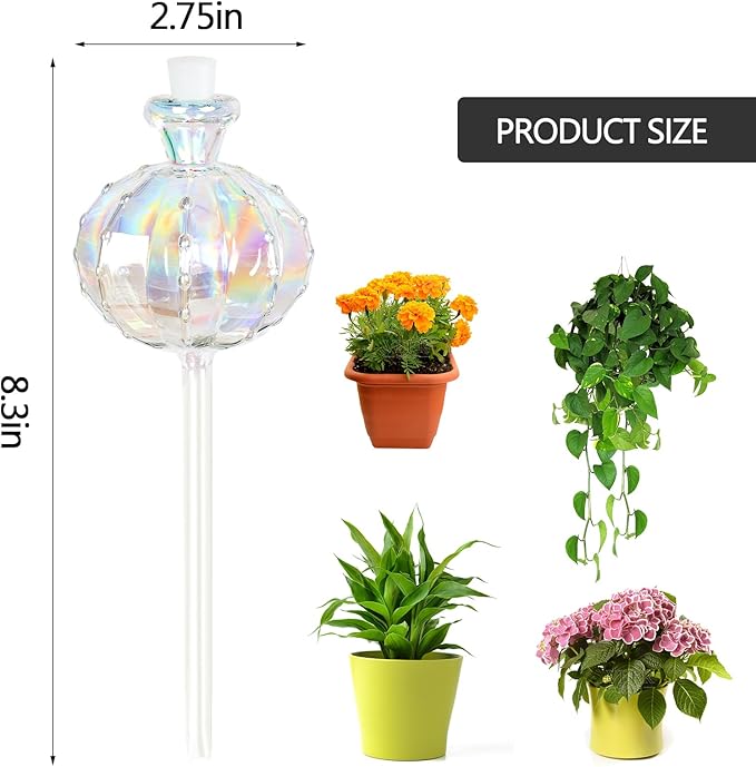 KGCCIZI Self Watering Planter Insert. Plant Watering Devices. Plant Watering Bulbs. 4-PCS Plant Watering Globes. Rainbow Colors Cactus Shape Self Watering Globes Medium Size. Plant Lover Gifts