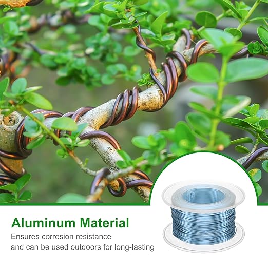 HARFINGTON Bonsai Wire Anodized Aluminum Training Wire Roll 0.8mm Gauge 98ft Length Bendable Bonsai Tree Kit for Garden, Horticulture, Landscape, Planting, Gray Blue