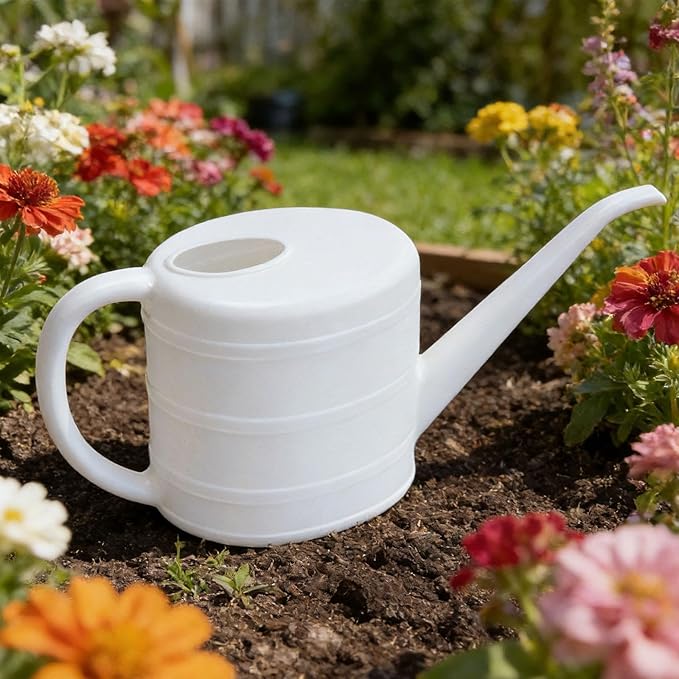 MYCENSE Watering Can Ergonomic Handle Easy to Use 2L Long Spout Water Can Watering Bucket for Flowers Kids Adults Yard Indoor Plants, White