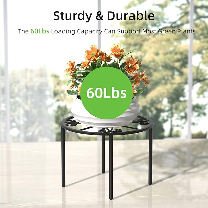 bussdis Plant Stand 1 PCS-10.2 IN Flower Pot Stand Plant Rack for Indoor and Outdoor Courtyard Gardens Black