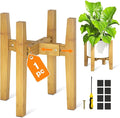 LASZOLA Bamboo Adjustable Plant Stand for Single Large Indoor Planters, Heavy Duty Floor Fern Holder Fits 8 to 12 Inch Pots, Mid Century Elevated Big Stool for Flower– Pot Not Included, Walnut, 1 Pack