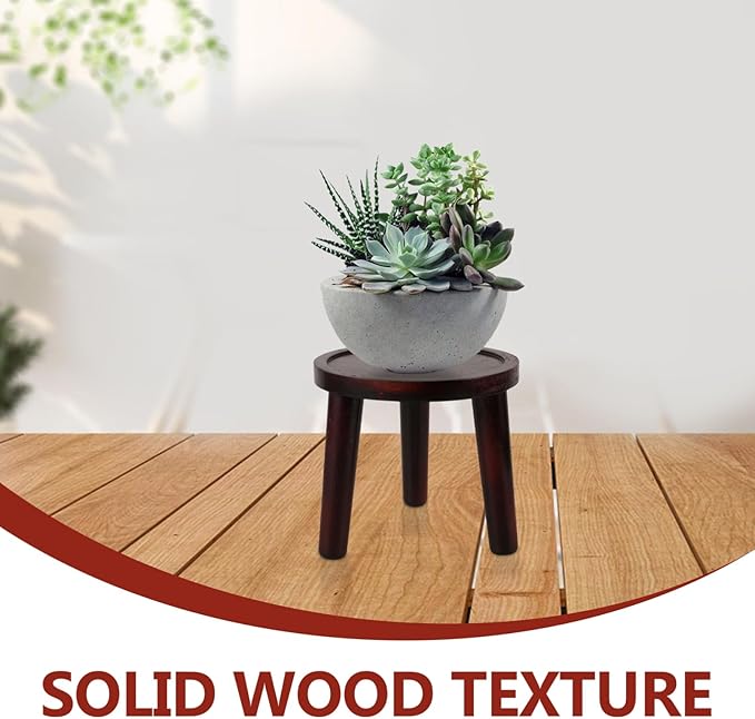 Milisten Wooden Plant Stand Indoor Potted Plant Riser Small Bonsai Display Holder 5.90X5.90X5.51 Inches Space-Saving Home Office Dorm Decor