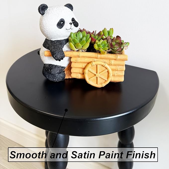 LitaEther Wooden Bobbin Side Table - Plant Stand - Half Round Table - Wooden Accent Stool- Minimalist Decorative Table for Bedroom, Hallway, Living Room (2, Black)