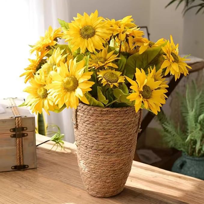 3PCS Rattan Planter, 3 Sizes Seagrass Woven Plant Basket with Waterproof Liner, Plant Baskets Indoor with Handle for Balcony Home Decoration