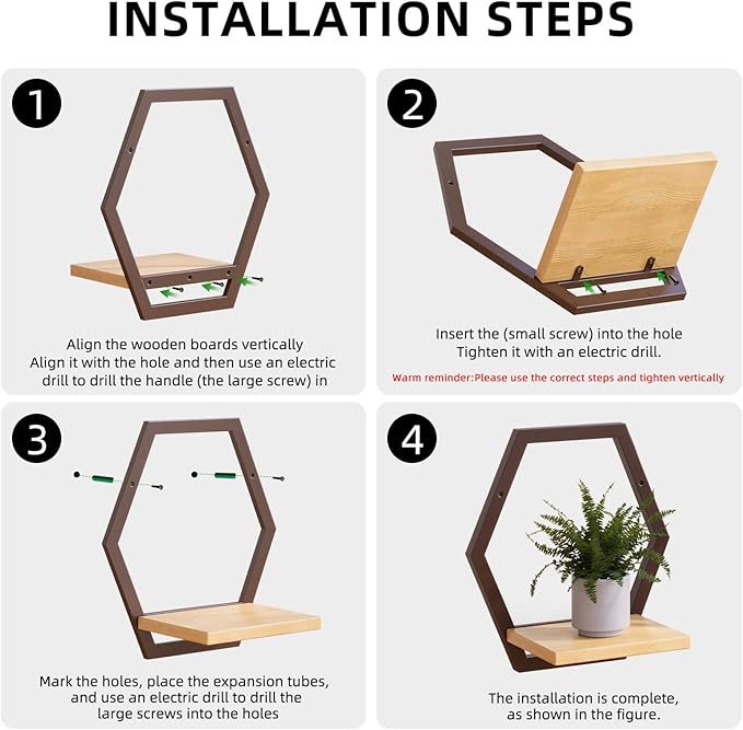 2 Pack Solid Wood & Heavy Duty Metal Wall Plant Stands,9 inch Natural Wood Shelf, Boho Arch Hanging Planter for Indoor 25 LB Load for Plants Coffee