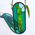 LITMIND Stained Glass Plant Propagation Station, Hanging Hydroponic Planter Terrarium with 2 Glass Tubes - Perfect for Home & Garden Décor