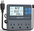 DIGITEN Reptile Temperature and Humidity Controller with Timer Outlet, Day-Night Function Thermostat, 3-Stage Outlet Plug in Temperature Controller for Reptile, Mushroom, Homebrew
