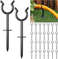Taiyin 30 Pcs 3/4'' Garden Hose Holder Brackets Garden Guide Holder Decorative Outdoor Guide Stakes Support Spike Plant Tool to Keep Off Lawn for Yard (Black)