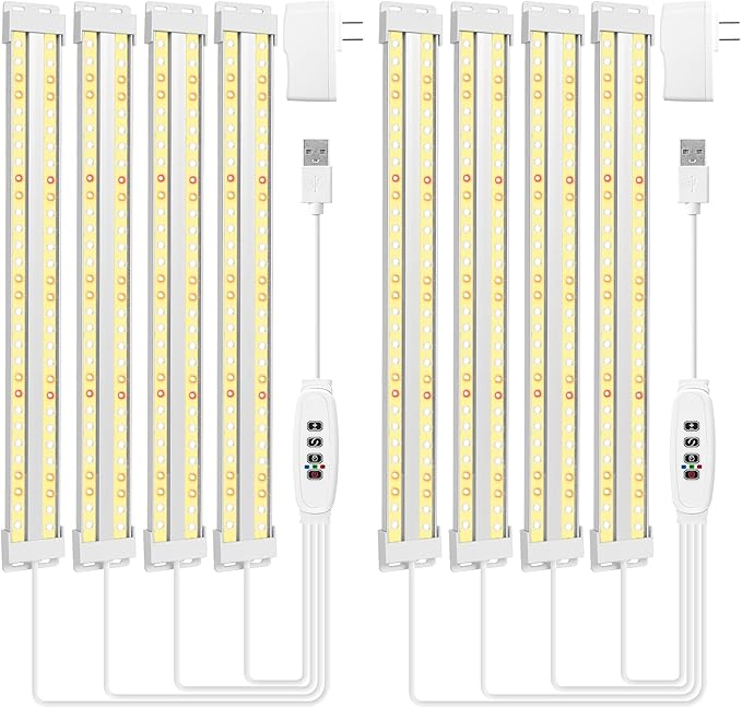 FOXGARDEN Dual-Row Grow Light Strip Full Spectrum, 480 LEDs Plant Lights for Indoor Growing with 4/8/12H Timer, Strip Grow Light for Indoor Plants, 10 Dimmable Levels, 2 Pack