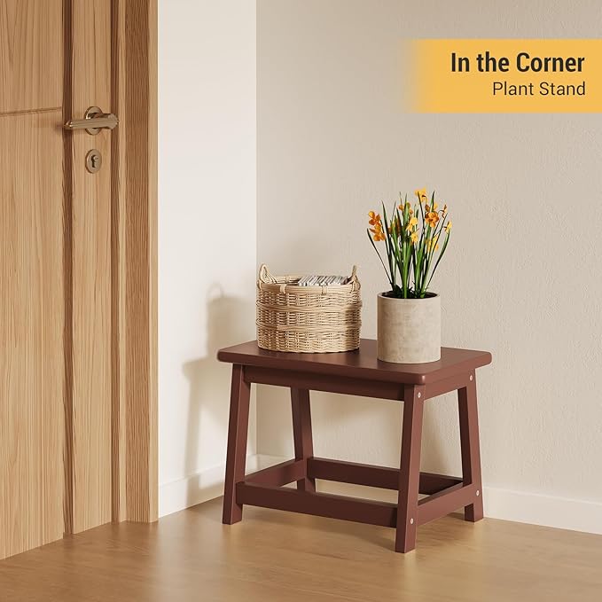 Wooden Step Stool, Foot Stool, Shoe Bench, Small Side End Table, Small Sofa Foot Stool for Bathroom Living Room Bedroom Kitchen Entryway Modern Sturdy 16.5x11x11.8inchs (Coffee)