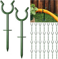 Taiyin 30 Pcs 3/4'' Garden Hose Holder Brackets Garden Guide Holder Decorative Outdoor Guide Stakes Support Spike Plant Tool to Keep Off Lawn for Yard (Green)
