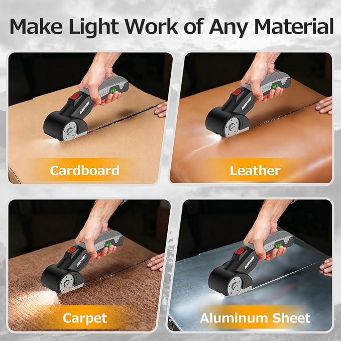 NANWEI Electric Scissors Cordless, Type-C Rechargeable Cardboard Cutter, 4.2V High‑Torque Motor, for Thin Cardboard Carpet Leather (Cardboard Cutter - Black)