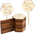 AnyDesign 30 Pcs All Things Grow with Love Labels Succulent Tags Hexagon Wooden Plant Stakes Labels Garden Marker Plant Sign for Seed Potted Teacher Appreciation Gift Thanksgiving Baby Shower