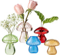 Mushroom Vases, Set of 5 Colored Plant Propagation Station, Mushroom Propagation Vase, Mini Terrarium for Plants, Cute Glass Hydroponic Vase for Flowers, Gifts for Women, Plant Lover (5)