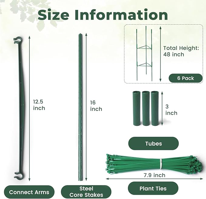 8 Pack Tomato Cages for Garden, Up to 48in Adjustable Tomato Cage, Tomato Stakes Plant Cage for Garden Plant Support, Climbing Vegetables Plants Flowers