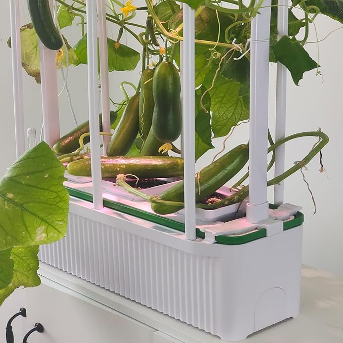 E SUPEREGROW Large Hydroponics Growing System kit with Trellis,Smart Indoor Hydroponic Gardening System with LED Grow Light, Indoor Hydroponic Grow Kit for Tomato,Pepper,Cucumbers(7L,Pump)