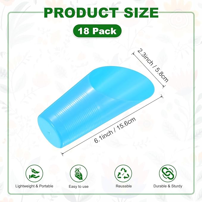 M METERXITY 18-Pack Bonsai Soil Scoops, Plastic Garden Soil Scoops Bucket Shovel Potting Scoopers for Transplanting/Flower Planting/Plant Succulent, Colorful Small Gardening Tools [Blue]