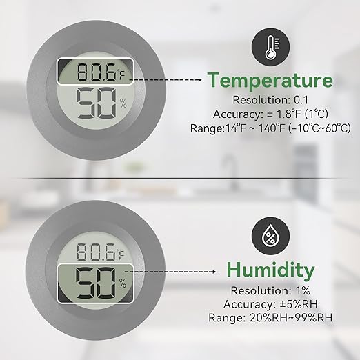 Atogou 3-Pack Mini Hygrometer & Thermometer, Indoor Outdoor Digital Humidity Meter Gauge Temperature, ℉/℃, for Home, Office, Reptile, Car, Greenhouse, Lab, Terrarium, Cellar.. A01 Black