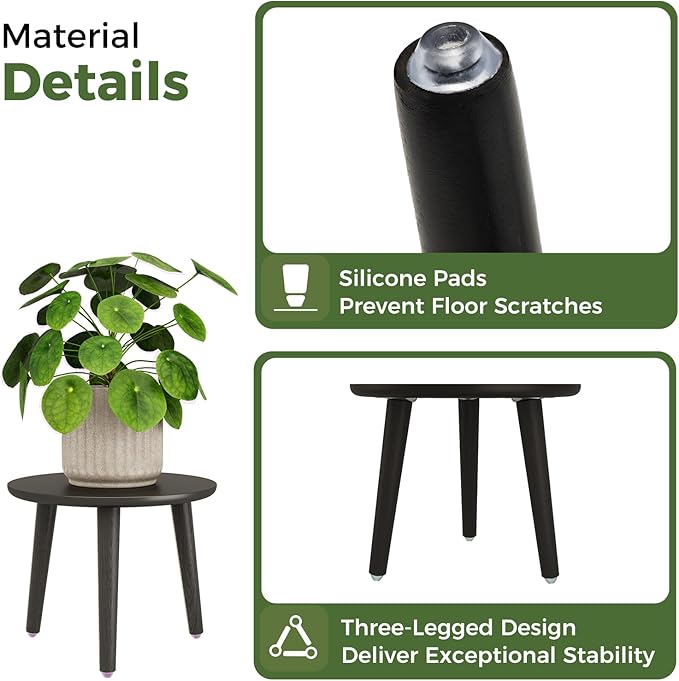 Leaf&lull Black Plant Stand Indoor Small Plant Table for Large Plants Wood Plant Stool Tall Plant Holder for Living Room Bedroom Balcony