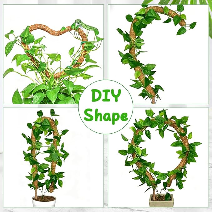 Moss Pole 2 Pack 32 Inch Monstera Plant Support Bendable Moss Pole for Monstera Plants Indoor Handmade Coco Coir Pole Plant Sticks Support Stakes for Potted Plants Philodendron to Grow Upwards