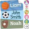 Personalized Name Labels for Kids (70 Labels) - Durable & Waterproof Custom Name Stickers for Clothing Tags, School Supplies, Camp & Daycare - League (1.2”x0.5”)