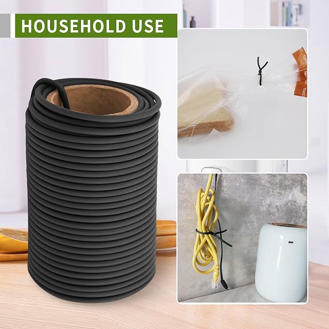Garden Flexible Wire Tie, Soft Twist Plant Ties Support Plant Vines for Supporting and Fixing Garden Planting Branches Vines & Stems ，Organize Data Wire and Office Organization 65.6’ ( 3.5MM) (black)