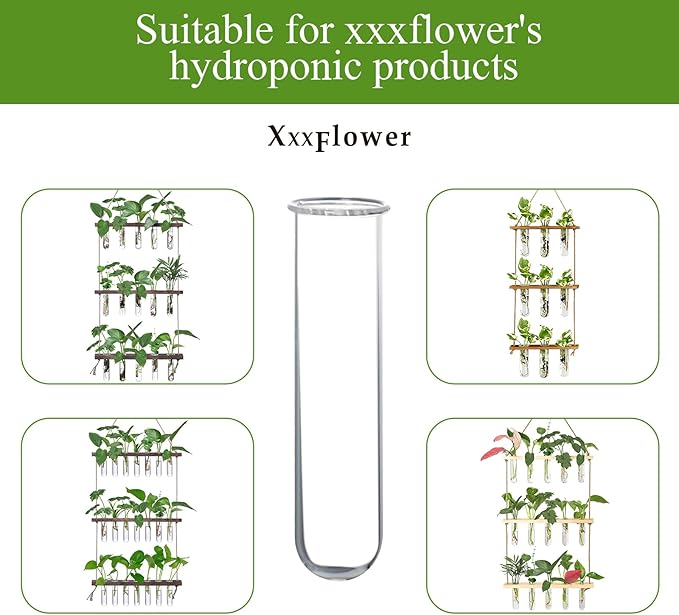XXXFLOWER Glass Propagation Stations Accessories Glass Test Tubes Tiers Planters Wall Terrarium for Home Office Plant Hanger Flower Vases Wall Decor Hydroponic Cuttings (4 Tube Vases) Clear