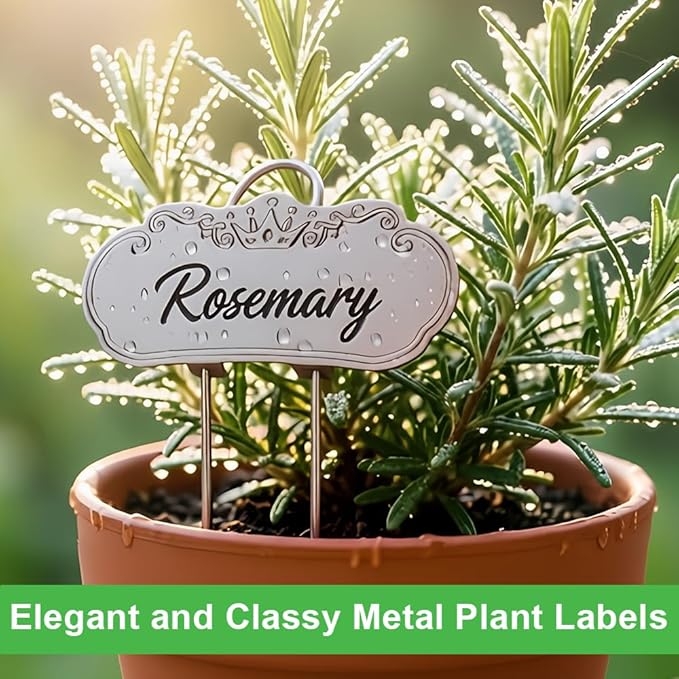 Metal Plant Labels, Tall Plant Labels, Garden Labels Outdoors for Flower, Fruit and Vegetable, Stainless Steel, Weatherproof (25 Pack, 4'' x 1.9'', Silver)