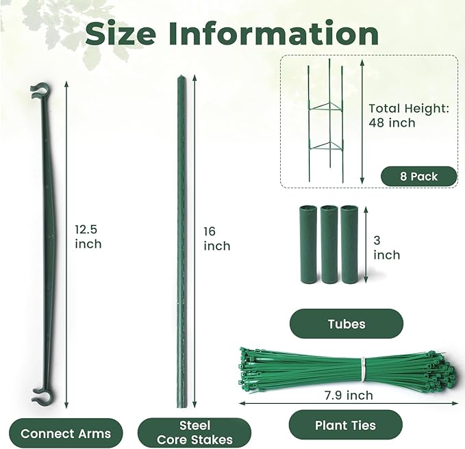 6 Pack Tomato Cages for Garden, Up to 48in Adjustable Tomato Cage, Tomato Stakes Plant Cage for Garden Plant Support, Climbing Vegetables Plants Flowers