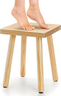 Goaste 9.5 Inch Wooden Step Stool, Solid Square Sitting Stools for Adults Kids, Multi-Purpose Short Chair Perfect Matched Sensory Table, 4-Legged Small Foot Rest Stool for Playroom, Kitchen, Bedroom