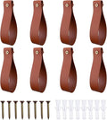 Curtain Rod Holders,Set of 8 Leather Curtain Rod Brackets with Screws,PU Curtain Rod Hangers Stylish Brown Leather Straps Hooks for Wall Pole Macrame Boho Art Décor, CH-005