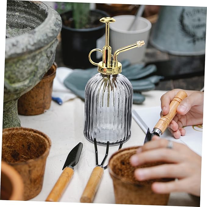 Milisten Vintage Glass Mist Spray Bottle for Indoor Outdoor Plants Large Capacity Watering Sprayer with Transparent Design and Retro Pump Plant Mister for Home Gardening and Gifts