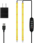 iPower 20W LED Grow Lights with Full Spectrum Plant Growing Light Strips for Indoor Plant with Auto ON/Off 3/9/12H Timer, 10 Dimmable Levels 48 LEDs Per Tude, 2 Tubes, Yellow