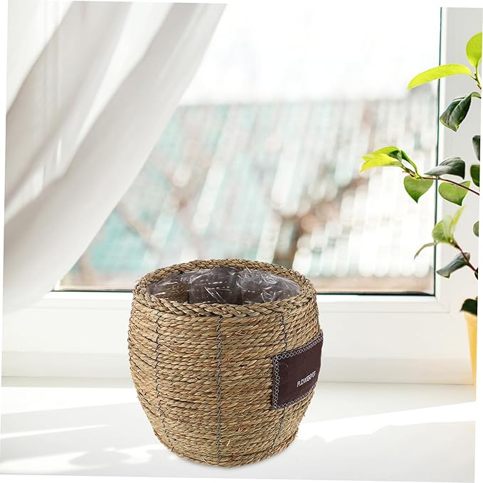 Levemolo Handwoven Rattan Planter Basket for Indoor Outdoor Plants, Large Straw Wicker Flower Pot with Natural Seagrass Weave, Decorative Plant Holder for Home Garden Balcony