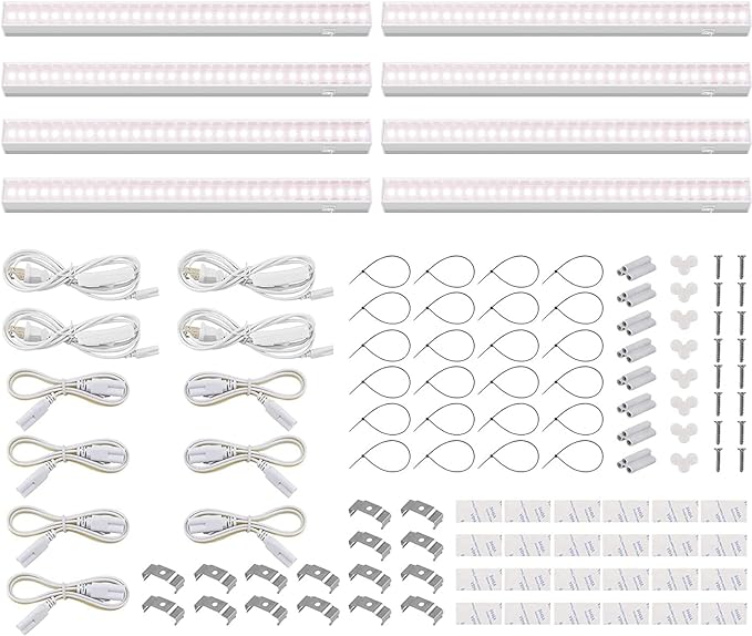 Barrina T5 Grow Lights, Full Spectrum Sunlight for Indoor Plants, 1ft Plant Light for Indoor Growing, LED Grow Light Bulbs, T5 Grow Light Strip, Plug and Play, Pinkish White, 8-Pack