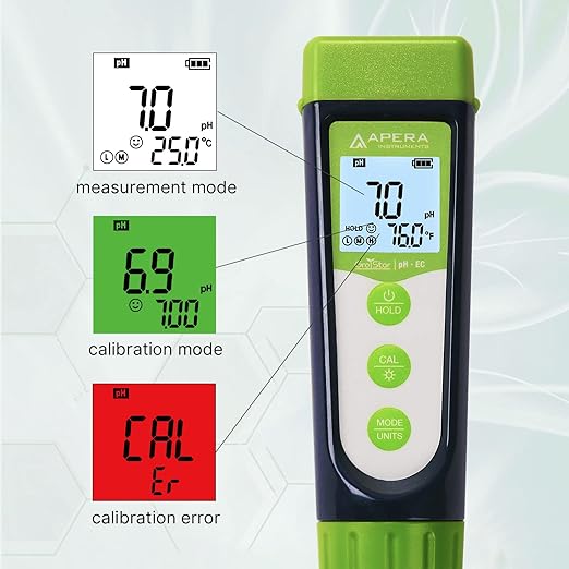 Apera Instruments AI104G GroStar Series GS4 pH/EC/500ppm/700ppm Combo 5-in-1 Pen Tester Kit with Replaceable Double-Junction pH/EC Probe for Hydroponics Water Quality Testing, Gen II