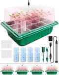 Seed Starter Tray with Grow Light (4x 24-LED), 4 Pack 48-Cell Seed Starter Kit with Humidity Domes and Timing Controller, Adjustable Brightness, Reusable Thicken Seedling Starter Tray Germination Kit