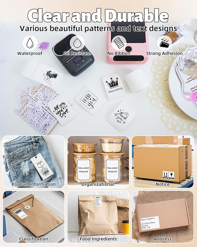 Original M110 M100 Thermal Labels 1.96"x3.14" (50x80mm), Compatible with M220/ M221/ M250/ M250/ M110/ M100 Label Maker, White Square Print Master Label Refill Compatible Phomemo Labels for Address
