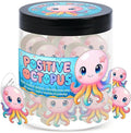 Positive Octopus Jar with 60 Daily Affirmation Cards, Emotional Support Octopus Decor, Inspiring Gift for Women and Men, Cute Motivational Desk Jar Offering Encouragement for Friends or Coworkers