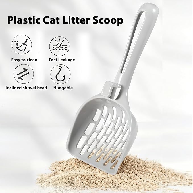 Cat Litter Scoop, 2PACK Litter Sifter Scoop with Hollow Grid for Pine Pellets,ABS Plastic Kitty Litter Scooper