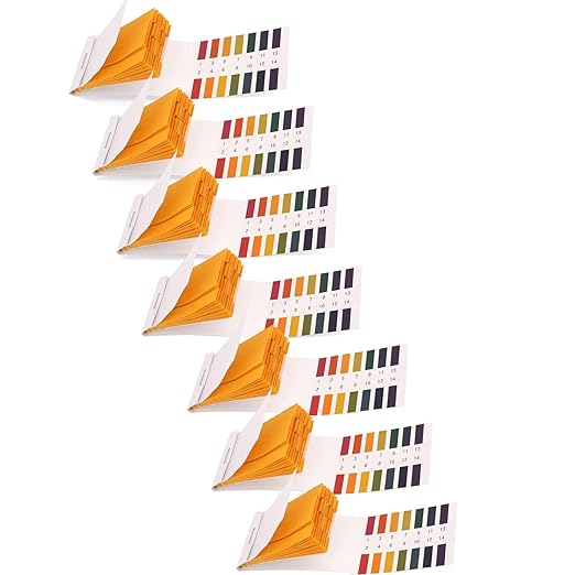 7 Pack pH Test Strips, 560 Strips pH 1-14 Universal Litmus Test Paper for Soap Making Water Wine Saliva Urine Soil Pet Food Testing (Storage Case)