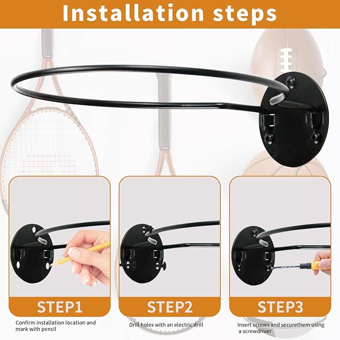 Wall Mount Round Holder - Hanging Planter for Indoor Plants & Display Stand for Basketball Football Sports Ball, Decorative Shelf for Room, Teen Boys Men Bedroom Wall Decor (1)