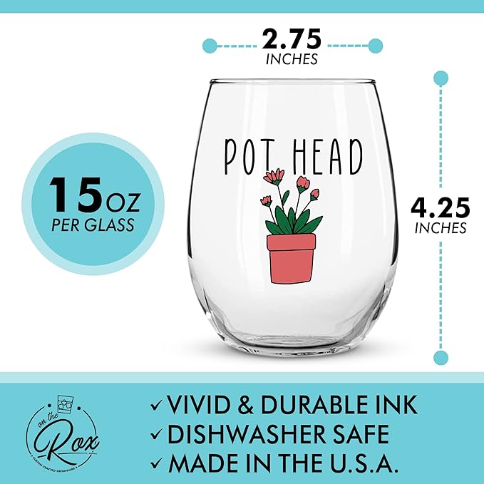 Succulent Cactus Gifts for Women - Set of 2 Funny Wine Glasses 15oz - Plant Lover Gift Mug - What the Fucculent - Pot Head Crazy - Plant Lady Wine Glass Tumbler - Custom Stemless Wine Glasses